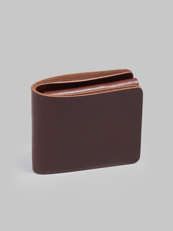 kobashi studio leather fold wallet brown closeup