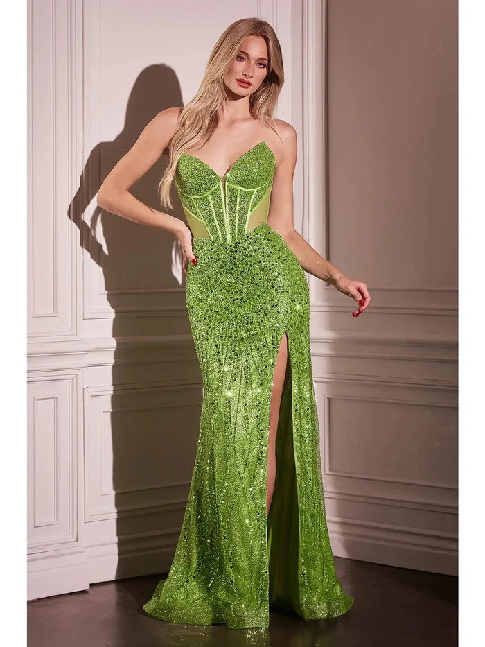 {Ladivine by Cinderella Divine Sequin Embellished Strapless Corset Gown} - {} at {Linda Mariposa}