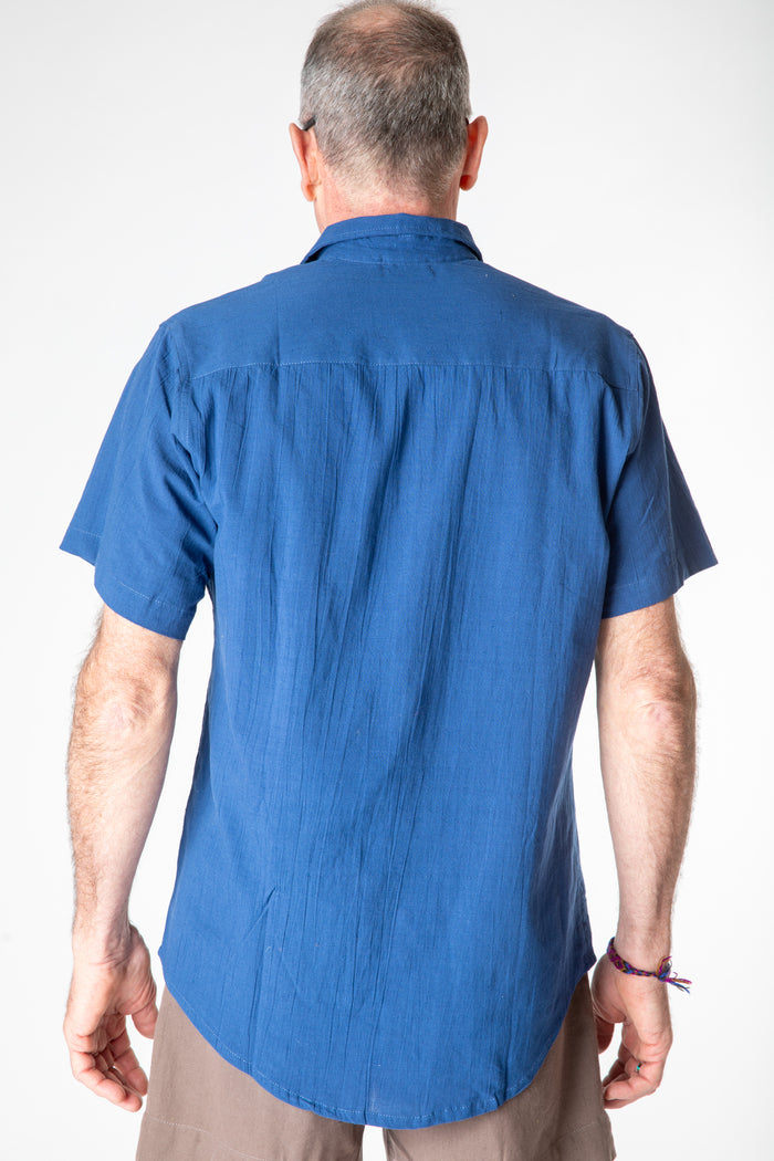 LaLa Simple Cotton Button Up in Navy
