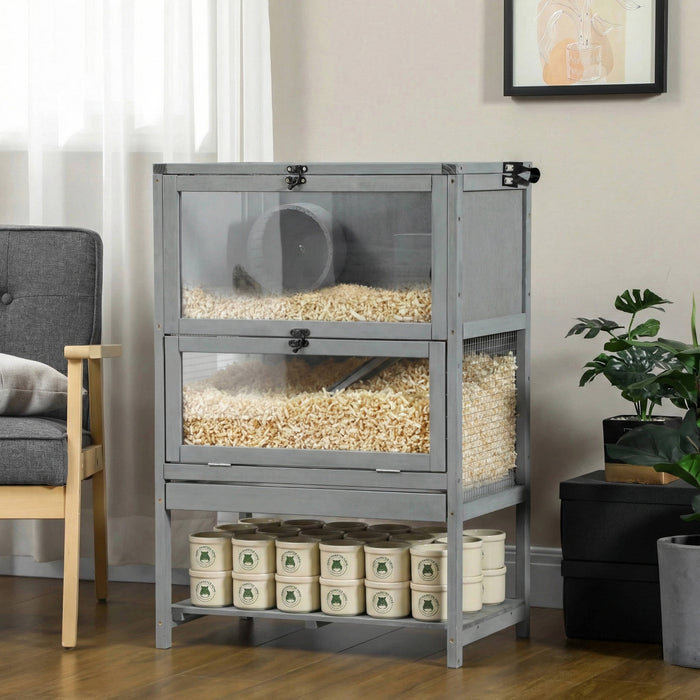 Large Wooden Hamster Cage With Wheels And Seesaw