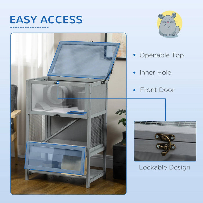 Large Wooden Hamster Cage With Wheels And Seesaw