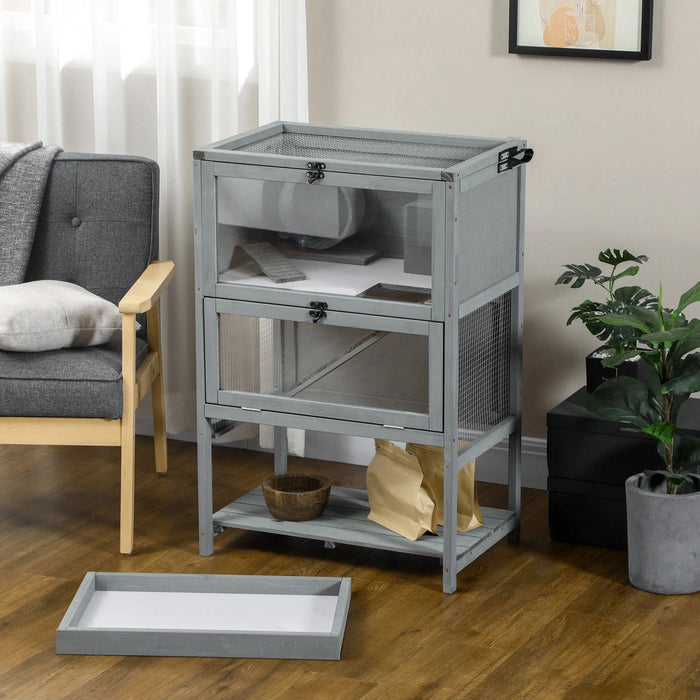Large Wooden Hamster Cage With Wheels And Seesaw