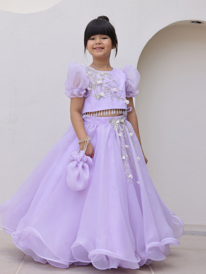 Lavender Embroidered Festive Lehenga Set
