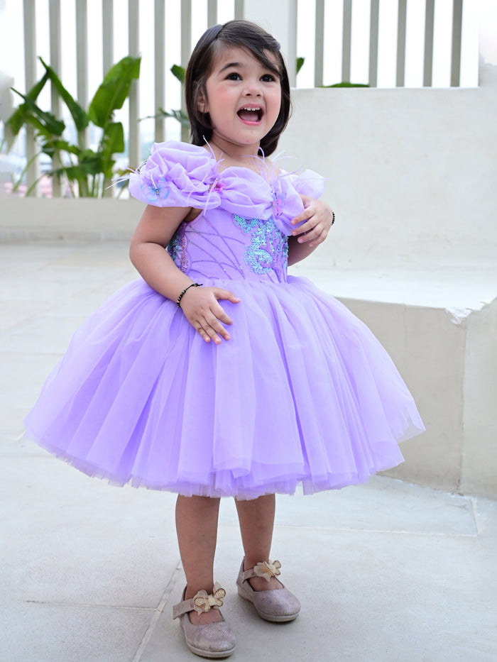 Lavender Mermaid Princess Off-Shoulder Dress