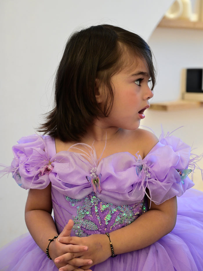 Lavender Mermaid Princess Off-Shoulder Dress