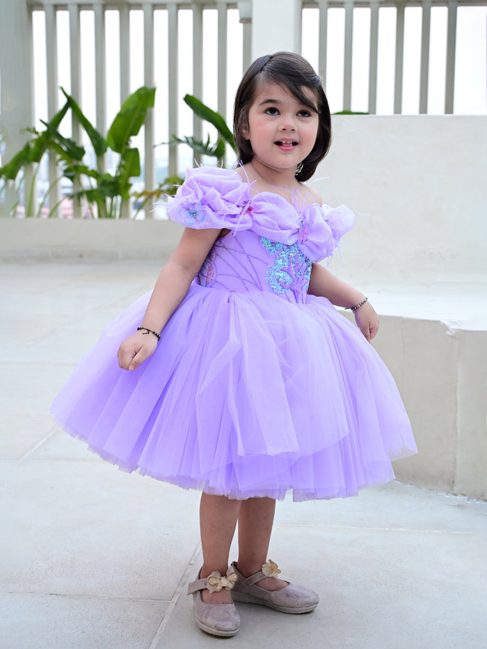 Lavender Mermaid Princess Off-Shoulder Dress