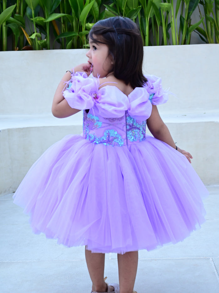 Lavender Mermaid Princess Off-Shoulder Dress