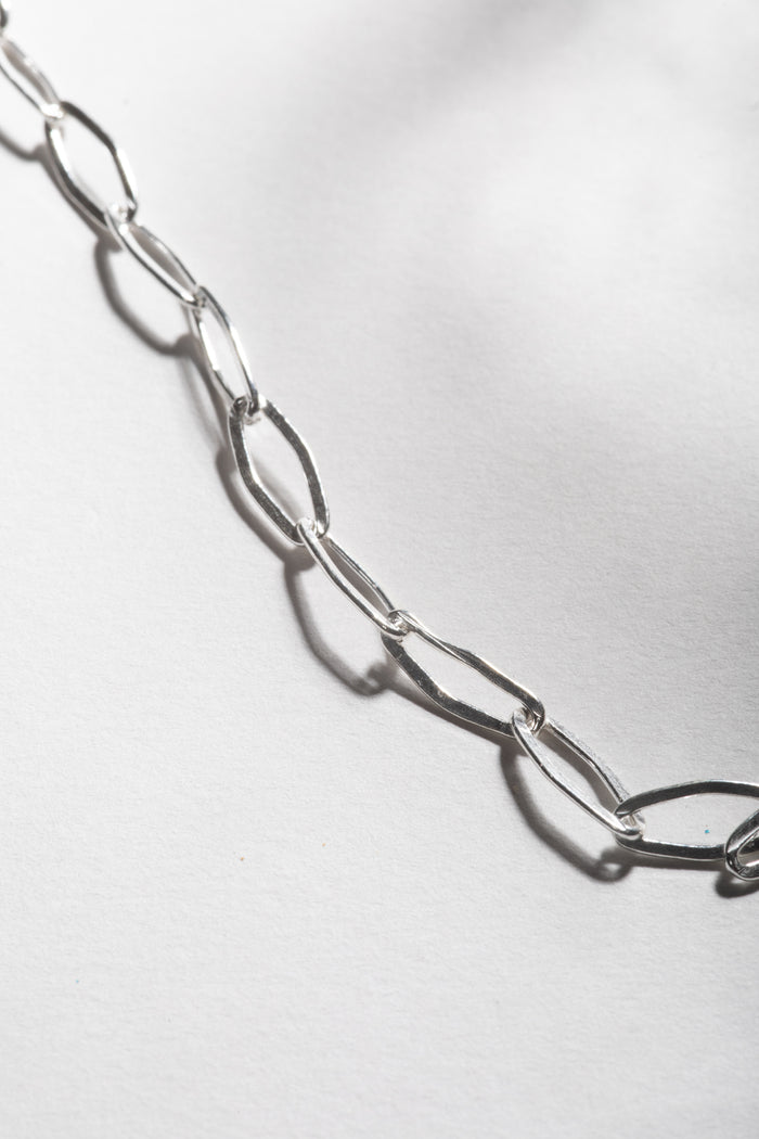 Link chain sterling silver necklace 18 inch close up detail