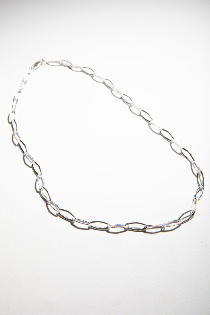 Elongated link chain necklace sterling silver boho layering piece