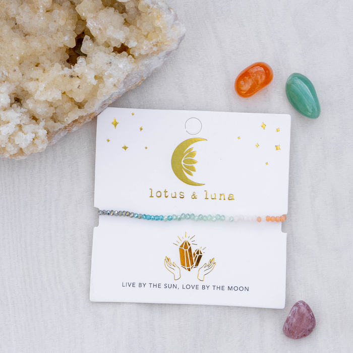 "Live by the Sun, Love by the Moon" Goddess Bracelet, on brand card
