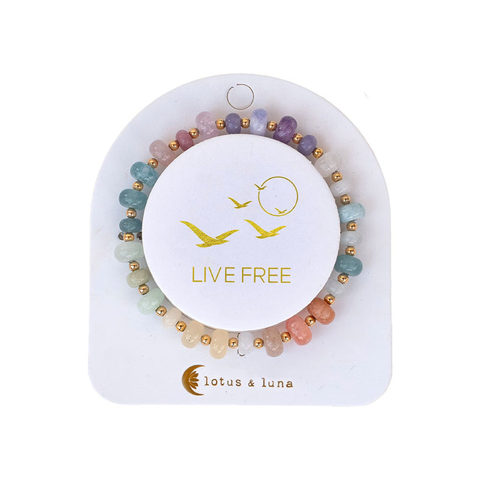 Live Free Statement Healing Bracelet, on brand card