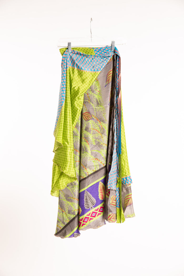 Long Sari Silk Wrap Skirt