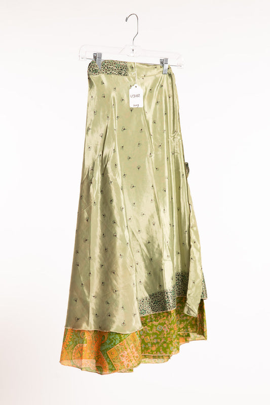 Long Sari Silk Wrap Skirt