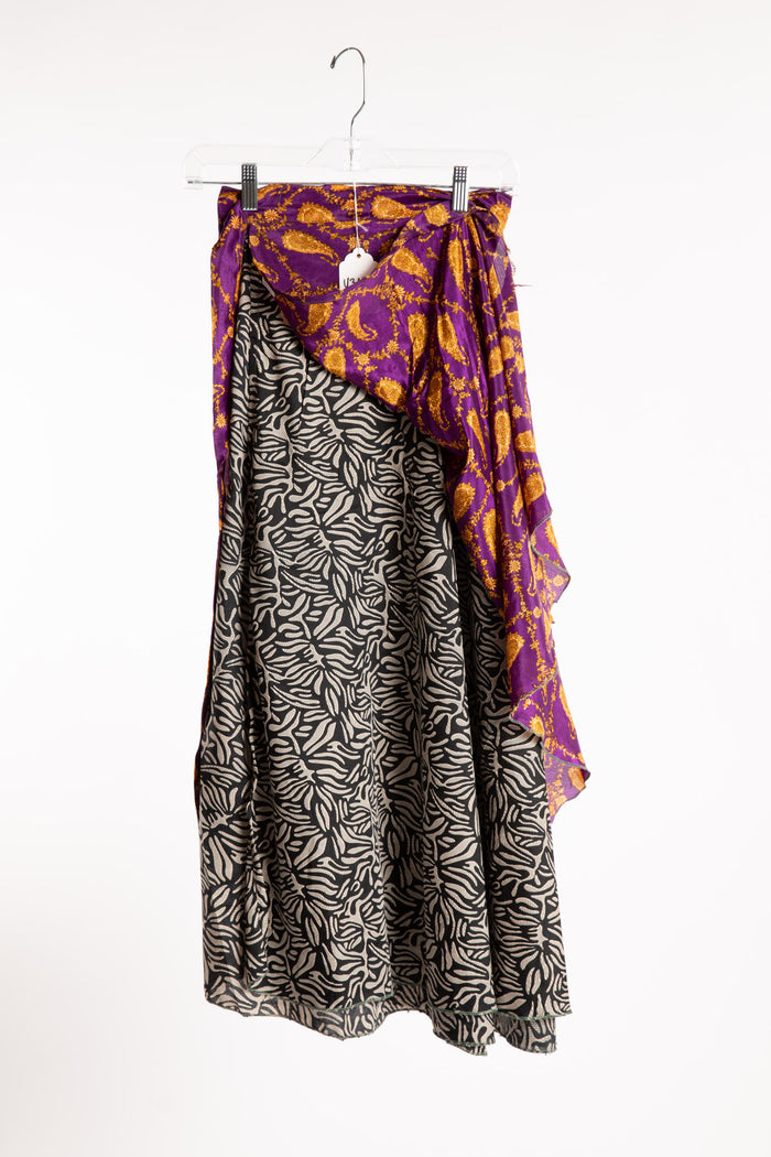 Long Sari Silk Wrap Skirt