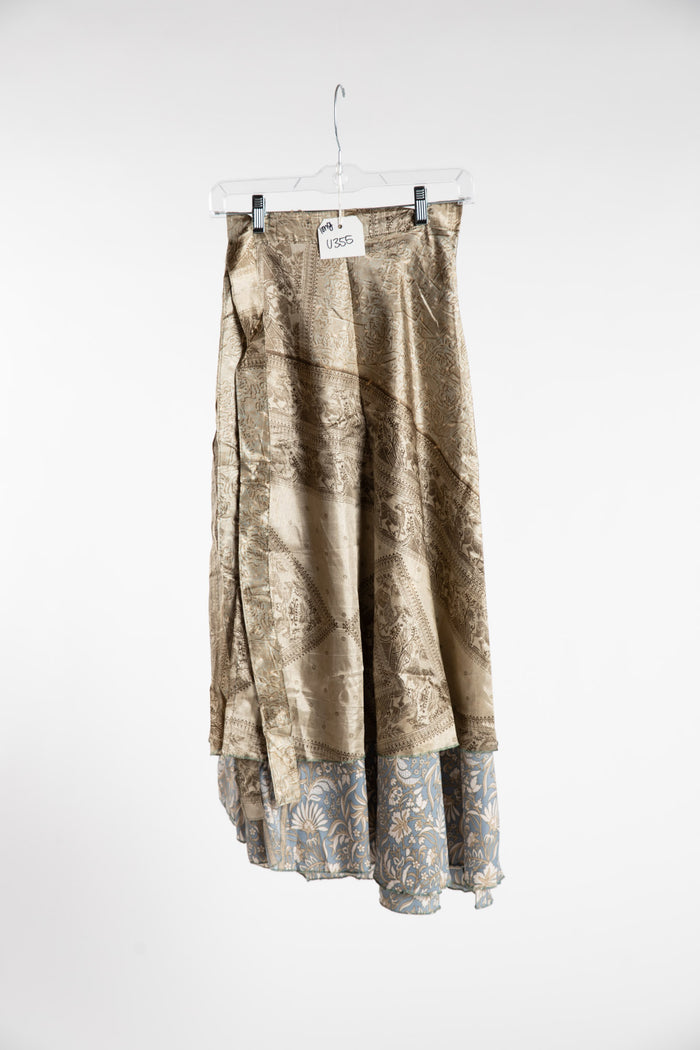 Long Sari Silk Wrap Skirt