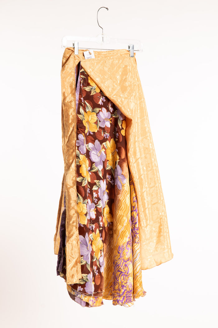 Long Sari Silk Wrap Skirt