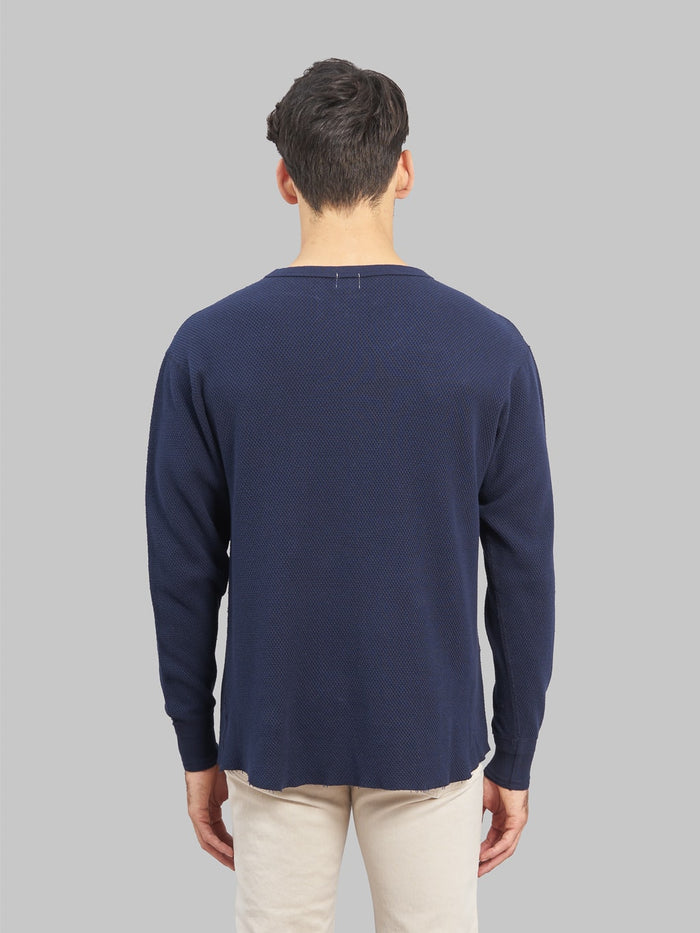 Loop Weft Double Face Hex Honeycomb Crewneck Thermal navy back look