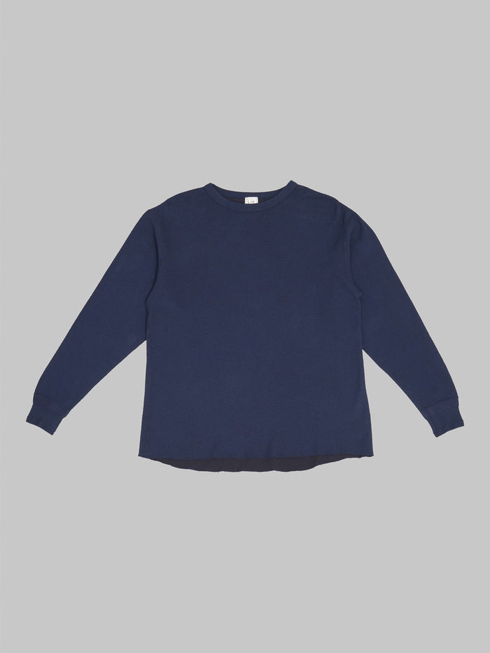 Loop Weft Double Face Hex Honeycomb Crewneck Thermal navy front
