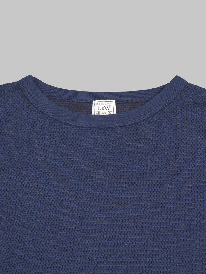 Loop Weft Double Face Hex Honeycomb Crewneck Thermal navy collar