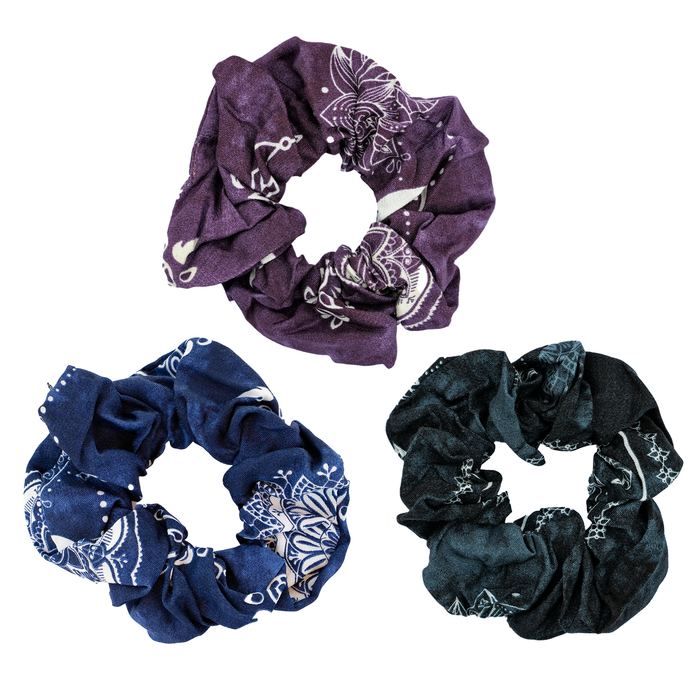 Lotus Moon Scrunchie Pack of 3, flat lay