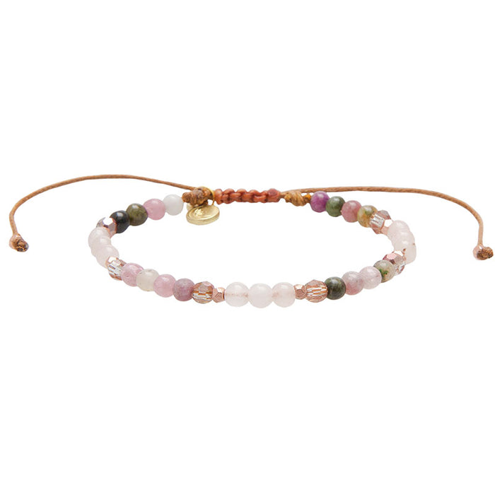 Love + Happiness 4mm Healing Bracelet, flat lay