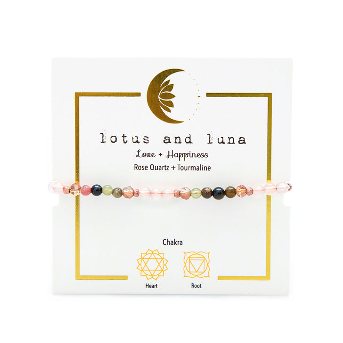 Love + Happiness 4mm Healing Bracelet, on card