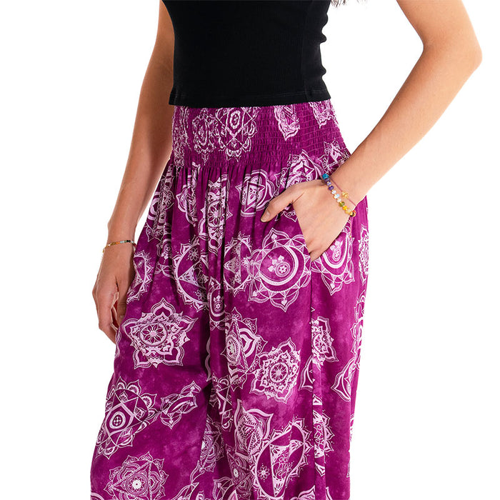 Magenta Chakra Harem Pants, hip detail