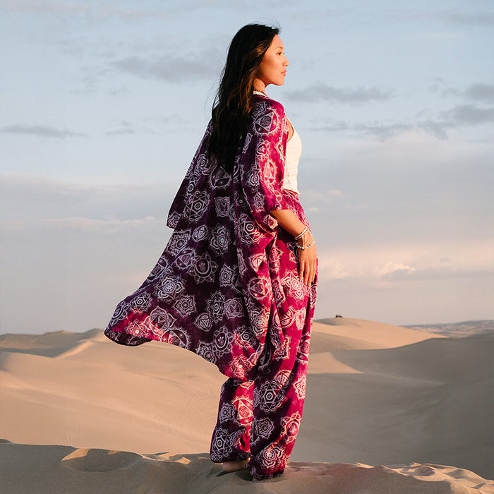Magenta Chakra Lounge Set, worn on the dunes