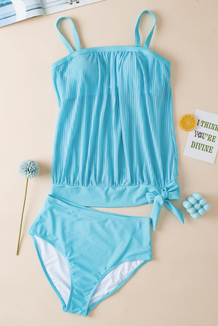Maillot de bain tankini en maille rayée *