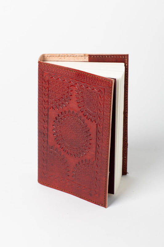 Mandala Embossed Leather Journal in Brown