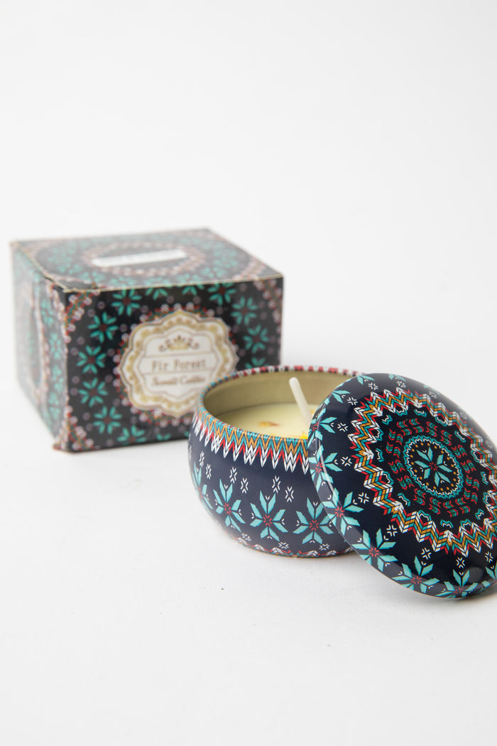 Mandala Travel Tin Candle in scent Fir Forest