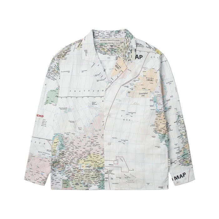 Map Print Long Seeve Pajama Shirt