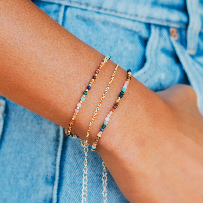 Master Healer 2mm Healing Bracelet, stacked on wrist