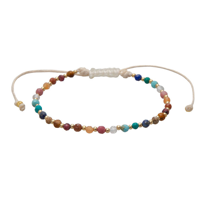 Master Healer 3mm + 2mm Layered Bracelet Stack, flat lay cotton cord