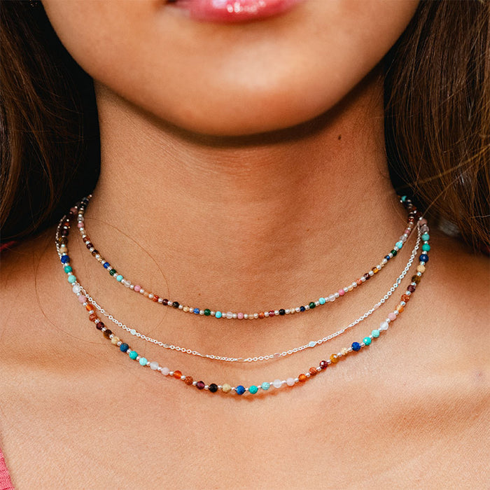 Master Healer 3mm + 2mm Necklace Stack, on neck