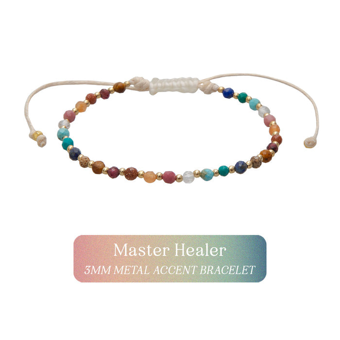 Master Healer 3mm Healing Bracelet, flat lay labeled