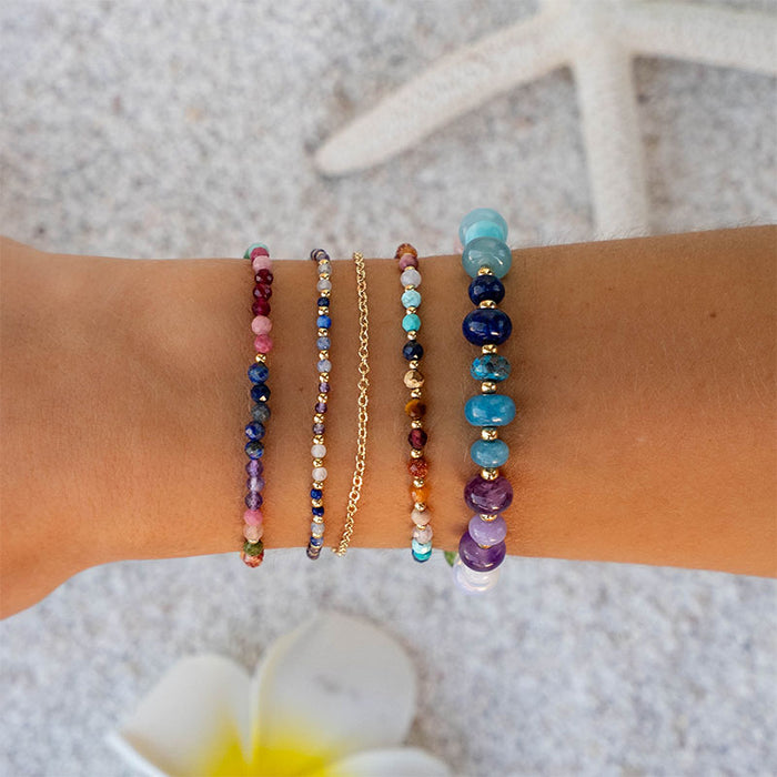 Master Healer 3mm Healing Bracelet, stacked with starfish