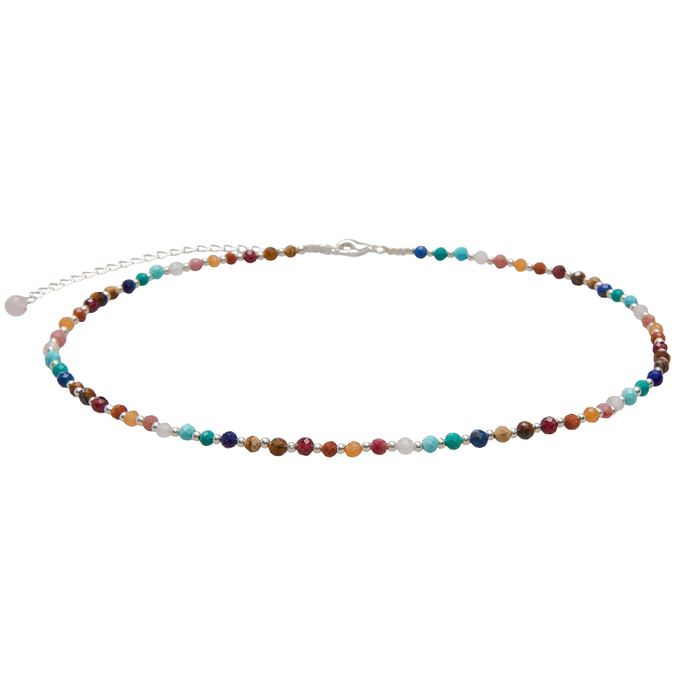 Master Healer 3mm Necklace + Bracelet Set, flat lay necklace silver clasp