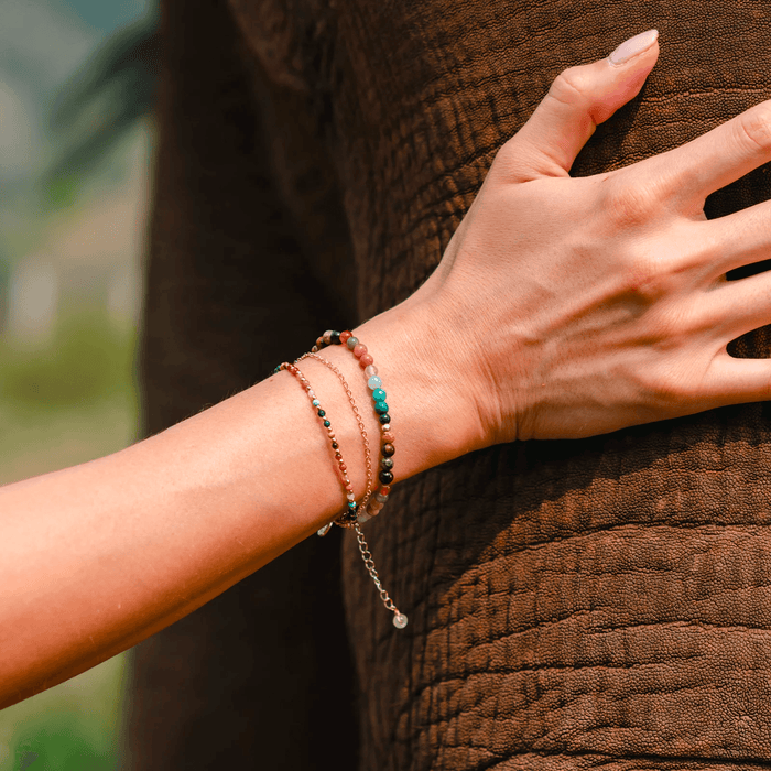 Master Healer Layered Bracelet Stack, on wrist