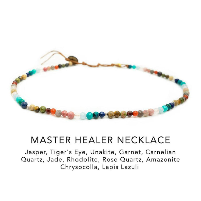 4mm multicolor stone healing necklace with a coconut button clasp