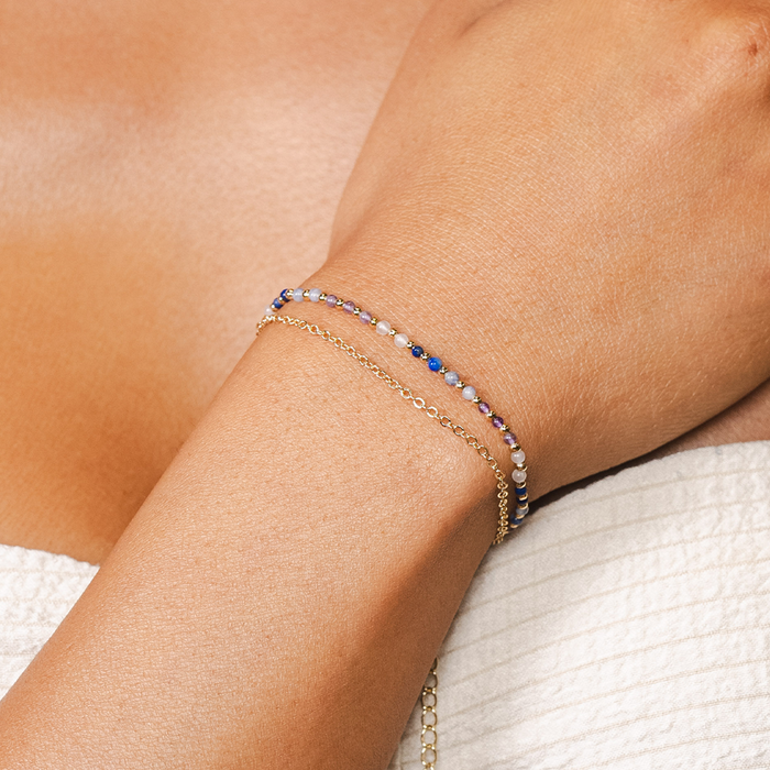 Master Manifestor 2mm Layered Healing Bracelet, on wrist