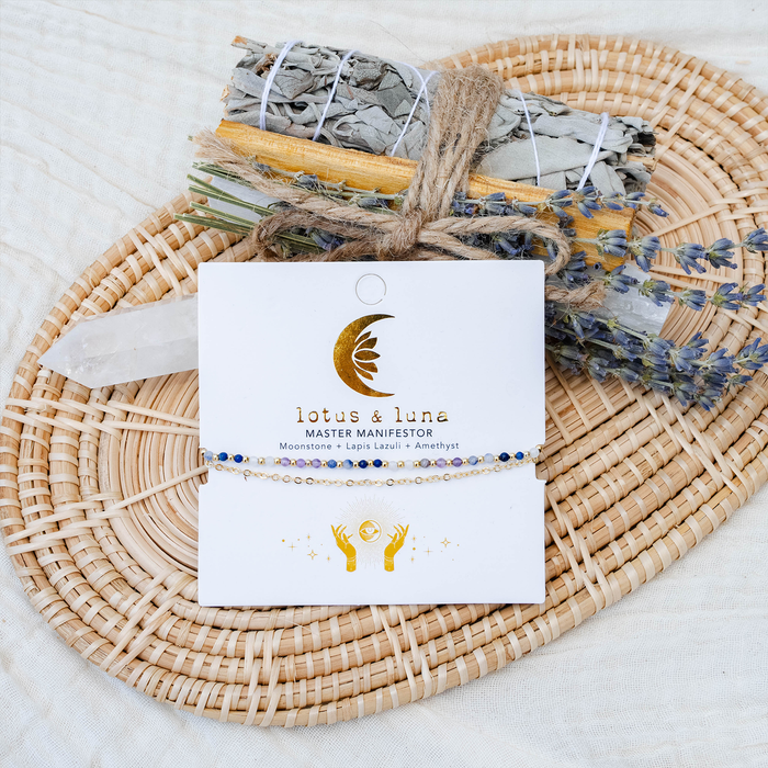 Master Manifestor 2mm Layered Healing Bracelet, on brand card