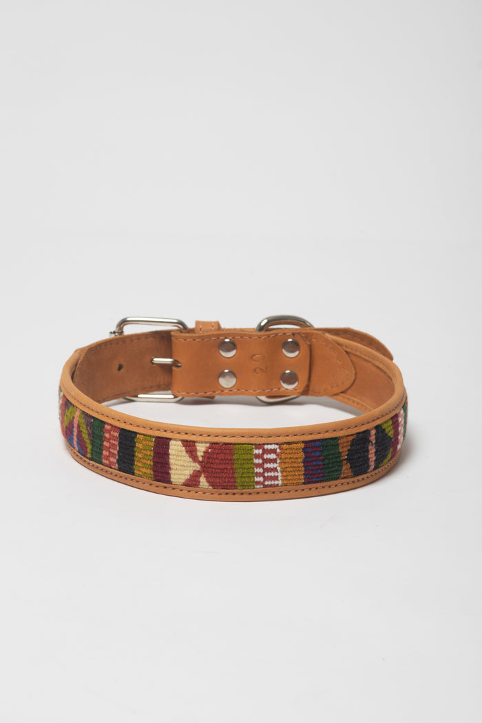 Maya Handmade Leather Dog Collar in Verde Botella