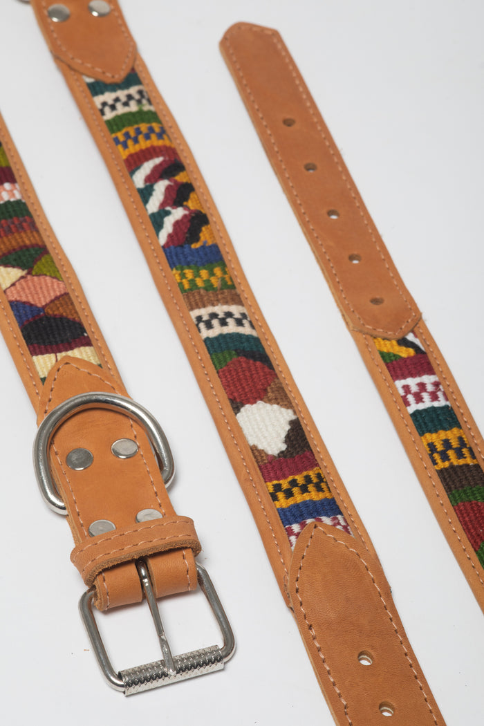 Maya Handmade Leather Dog Collar in Verde Botella
