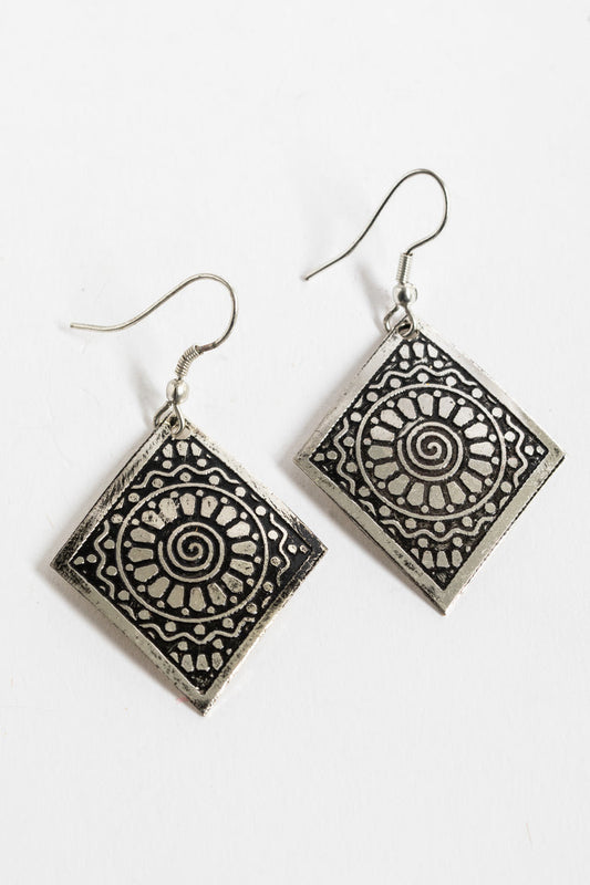 boho etched metal earrings