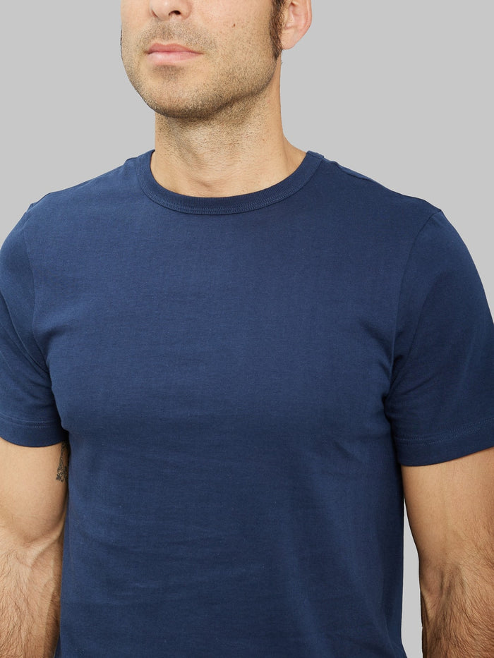 Merz b Schwanen 1950s Loopwheeled Classic Fit TShirt ink blue chest details