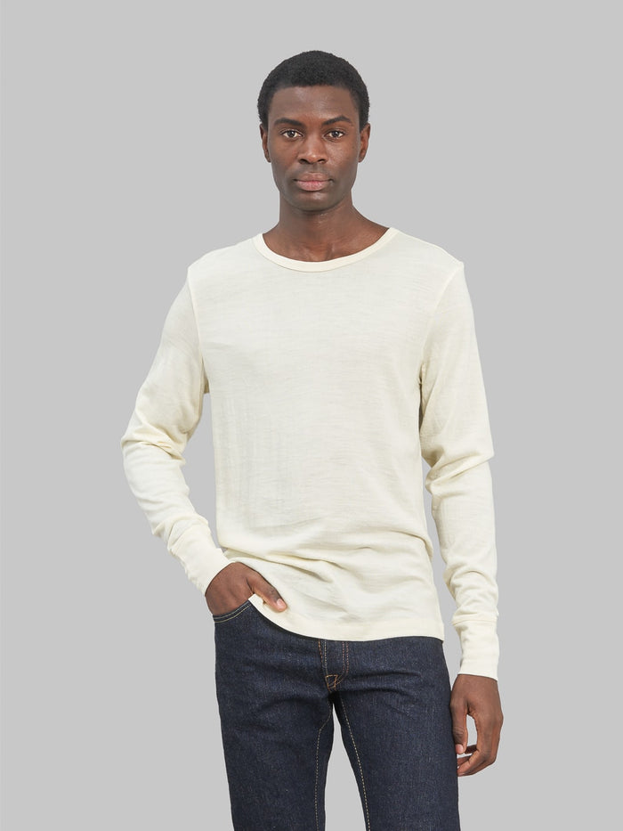 merz b schwanen 2w15ls merino wool long sleeve loopwheeled tshirt nature fit