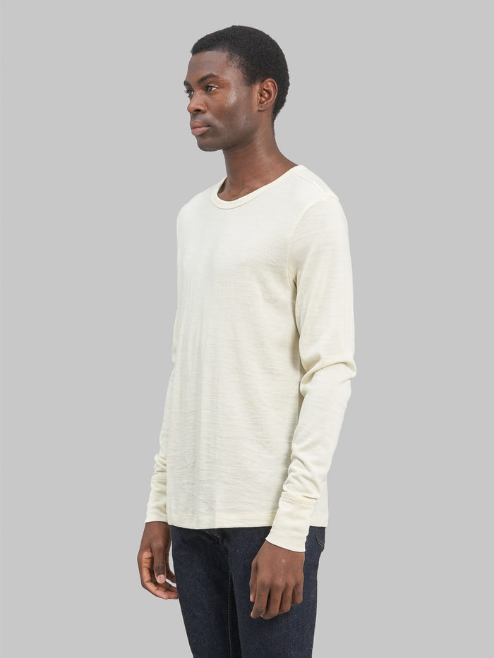 merz b schwanen 2w15ls merino wool long sleeve loopwheeled tshirt nature side