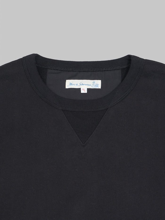 Merz b schwanen loopwheeled sweatshirt heavy black crewneck collar