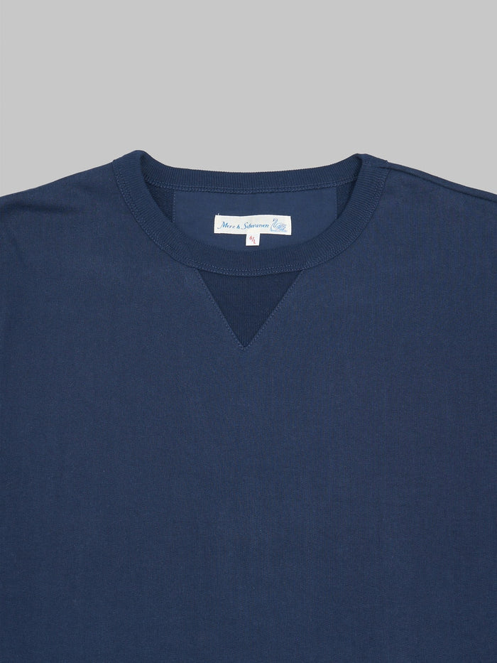 Merz B Schwanen loopwheeled swearshirt heavy ink blue crewneck collar